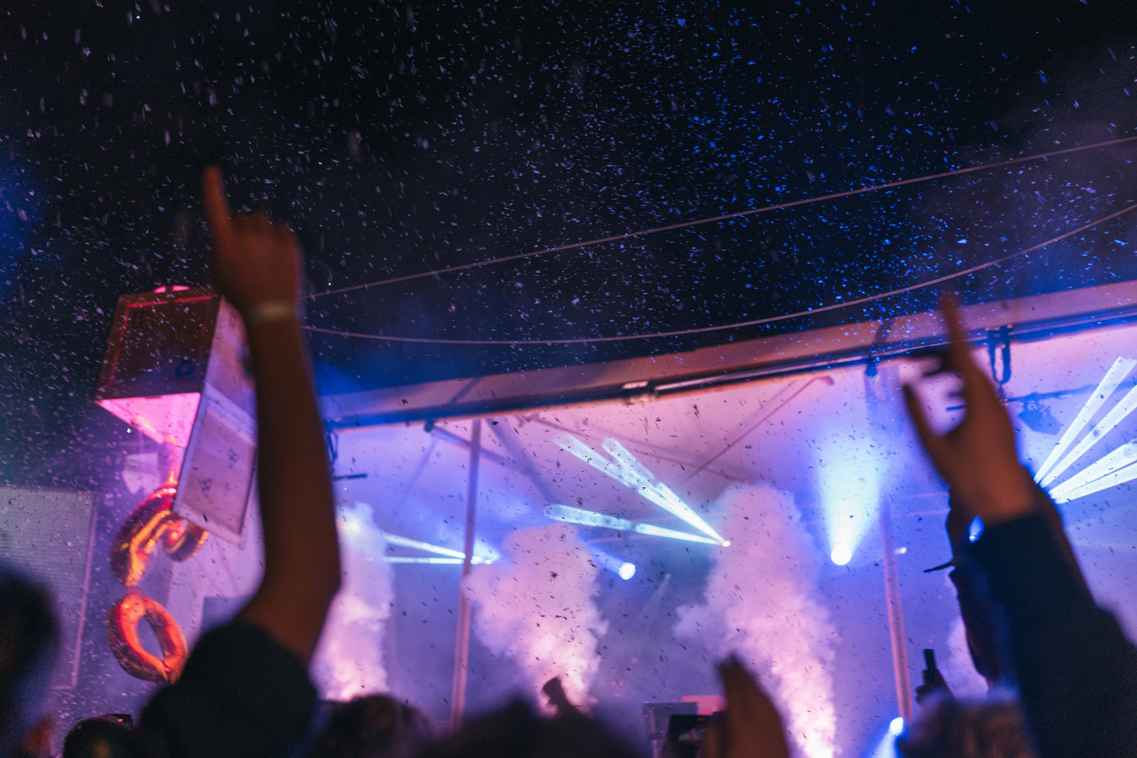 Foam confetti party hands up