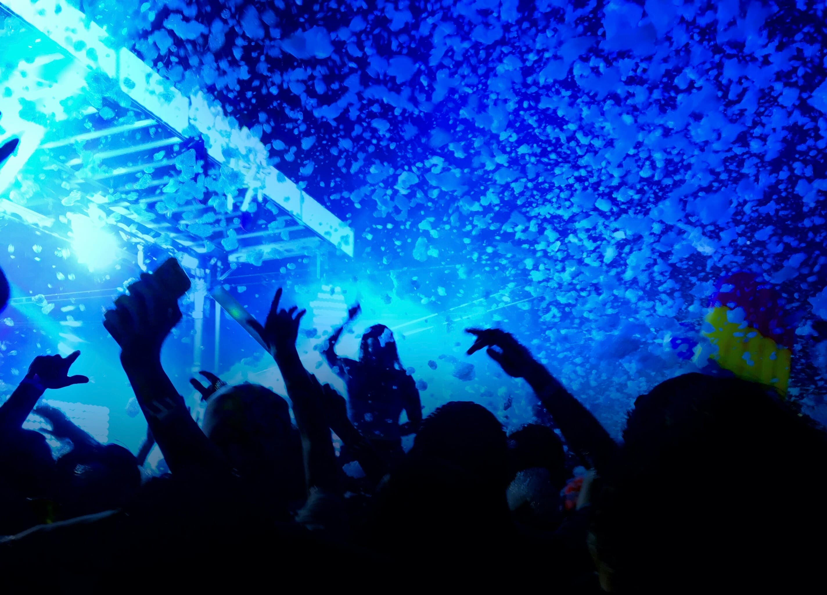 Foam party crowd having fun